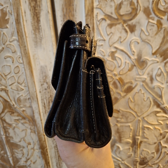 Brighton Black Pebbled Leather Croc-embossed Wallet Organizer.  - Picture 16 of 16